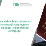 Інформаційний банер Головного управління Пенсійного фонду України в Кіровоградській області про державні соціальні допомоги та компенсації постраждалим внаслідок Чорнобильської катастрофи