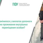 Інформаційний банер Головного управління Пенсійного фонду України в Кіровоградській області з текстом: «Що змінилося у виплатах допомоги на проживання внутрішньо переміщеним особам?»