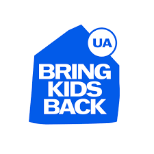 Напис: "Bring kids back ua".