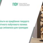 Заголовок ПФУ "Пільги на придбання твердого пічного палива" на фоні складених дров